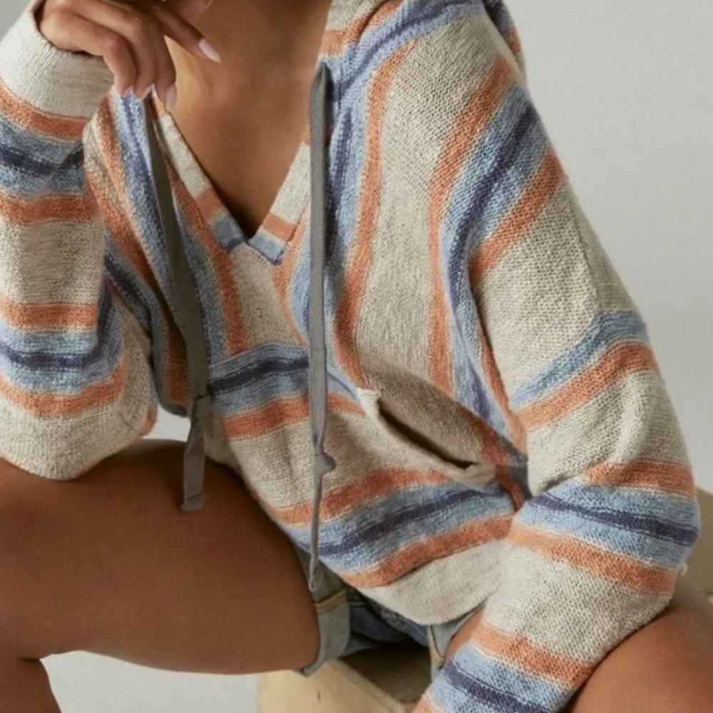 Sale 🎈NEW Lucky Brand Baja Beach Stripe Pullover Women’s Knit Hoodie